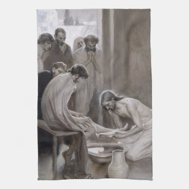 Linge De Cuisine Albert Edelfeel - Jésus Laver les pieds des discip (Vertical)