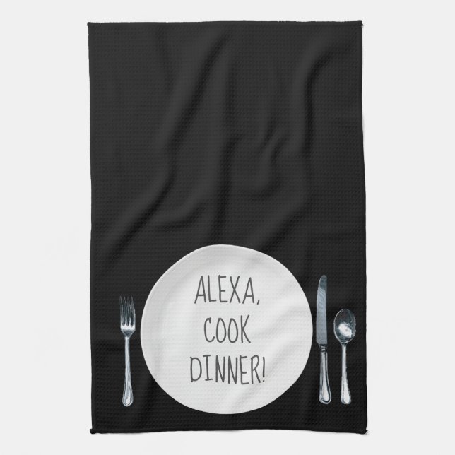 Linge De Cuisine Alexa Command humour pour dîner de cuisine (Vertical)