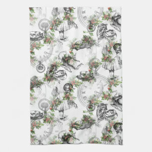 Linge De Cuisine Alice dans Noël de houx du pays des merveilles