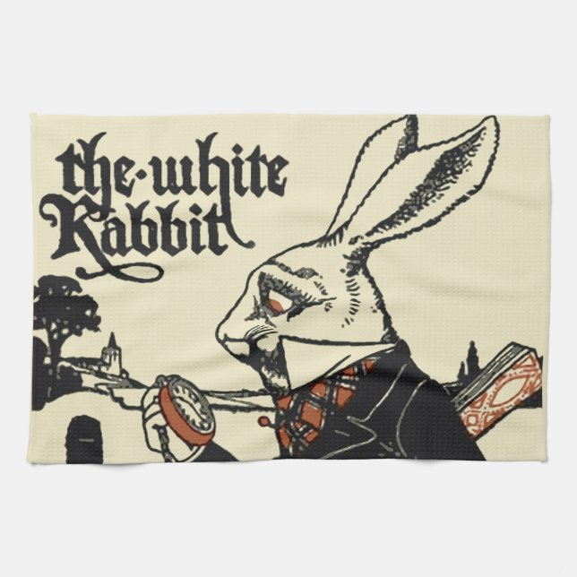 Linge De Cuisine Alice White Rabbit Classic Wonderland (Horizontal)