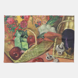 Linge De Cuisine Alimentation Biologique, Légumes de jardin, Fleurs