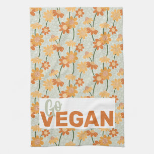 Linge De Cuisine Allez, vegan ! Joli rétro muté fleurs des années 1