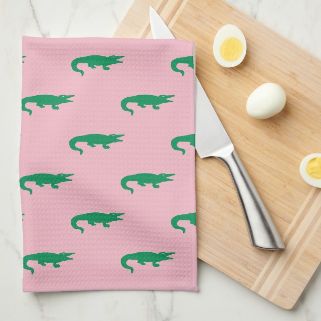 Linge De Cuisine Alligator vert de très bon goût (Quart Plié)