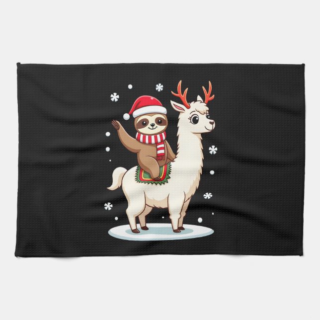 Linge De Cuisine Alpaca Sloth Christmas (3) (Horizontal)