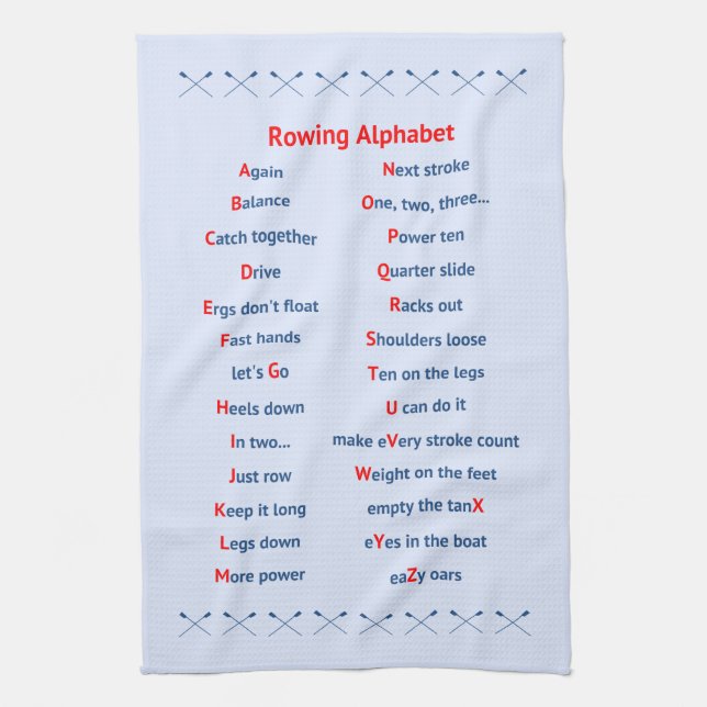 Linge De Cuisine alphabet d'aviron bleu pâle (Vertical)