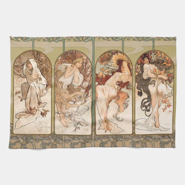 Linge De Cuisine Alphonse Mucha The Seasons 1897 Art Nouveau (Horizontal)