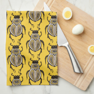 Linge De Cuisine Amateur d'insectes Jaune Art de scarabée décoratif
