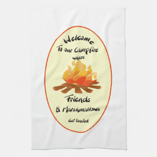 Linge De Cuisine Ami drôle Marshmallow Citation de Camping