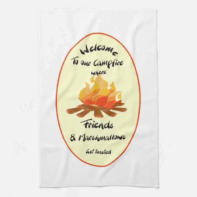 Linge De Cuisine Ami drôle Marshmallow Citation de Camping (Vertical)