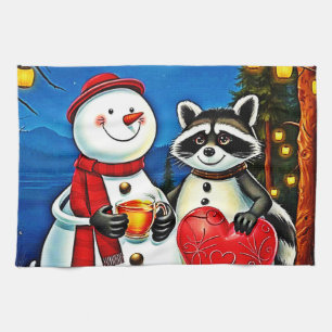 Linge De Cuisine Amis de l'hiver : Conception de joie de bonhomme d