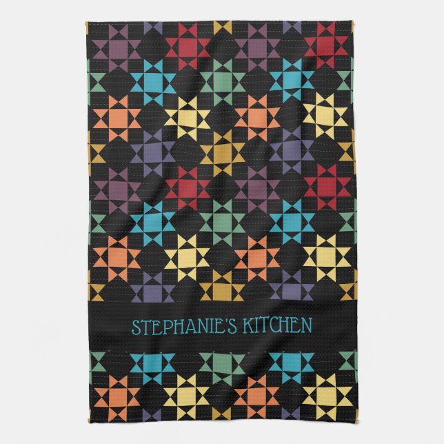Linge De Cuisine Amish Quilt Imprimer Couleurs Lumineuses Personnal (Vertical)