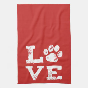 Linge De Cuisine AMOUR avec l'empreinte de patte de chien