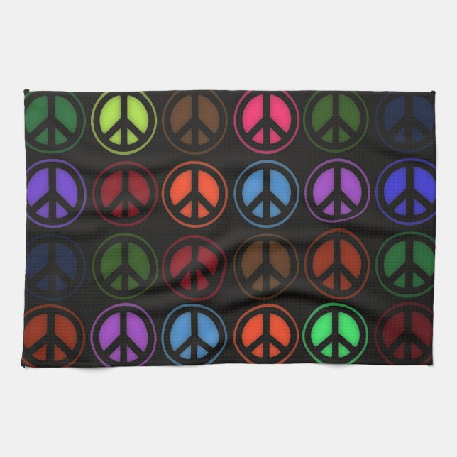 Linge De Cuisine Amour de hippie de signe de paix rétro (Horizontal)