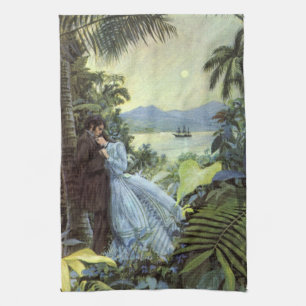 Linge De Cuisine Amour et romance vintage, vue tropicale romantique