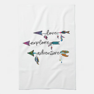 Linge De Cuisine Amour Explore Aventure Arrow Tribal Boho Design