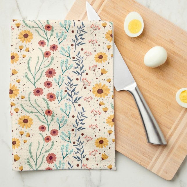 Linge De Cuisine Amusant Chic Moderne Daisy Motif Floral (Créateur téléchargé)