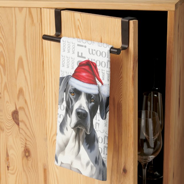 Linge De Cuisine Amusant chien vacances grand Danse Noël (Pliage en tiers)