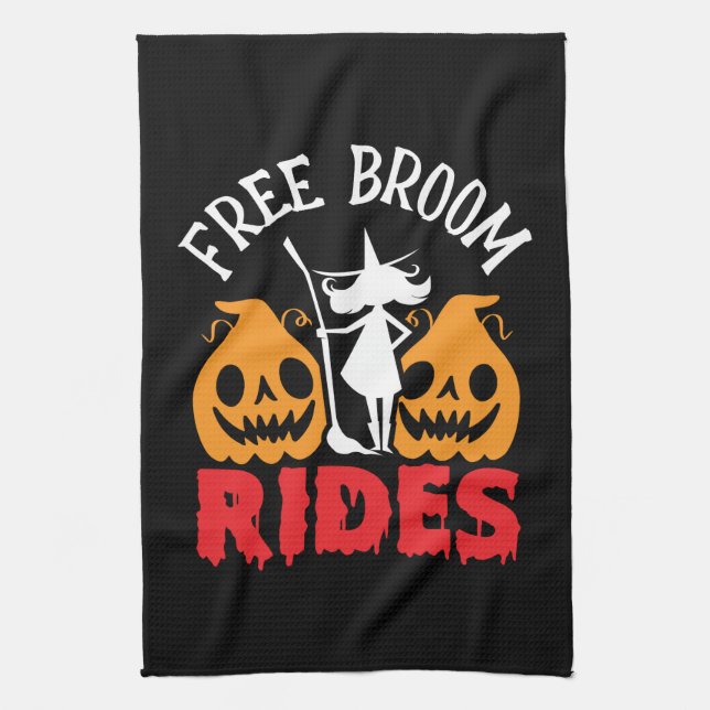Linge De Cuisine Amusant Halloween Free Broom Rides sorcier Citroui (Vertical)