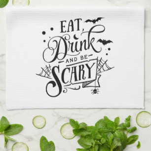 Linge De Cuisine Amusant Manger Boire Faire Peur Chat Halloween