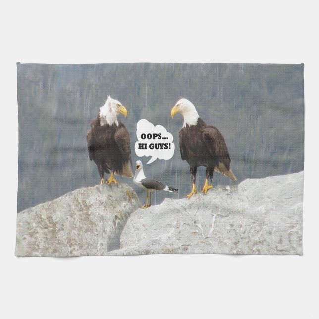 Linge De Cuisine Amusants aigles et mouettes (Horizontal)