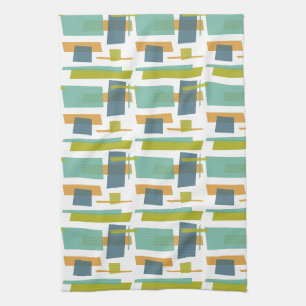 Linge De Cuisine Amusants Rectangles Motif Vert Orange Bleu Rétro