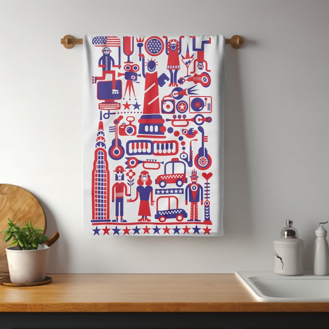 Linge De Cuisine Amusement moderne 4 juillet USA Amérique Icons (Créateur téléchargé)