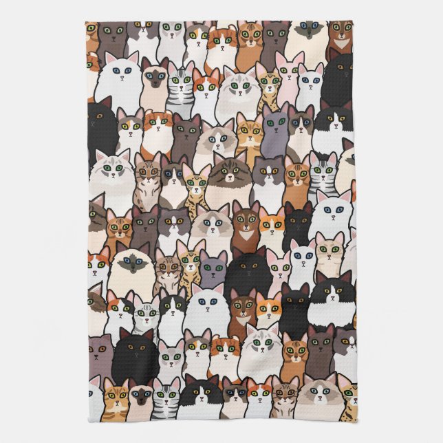 Linge De Cuisine Amusez tant de chats et de chatons Collage (Vertical)