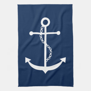 Linge De Cuisine Ancre bleu marine
