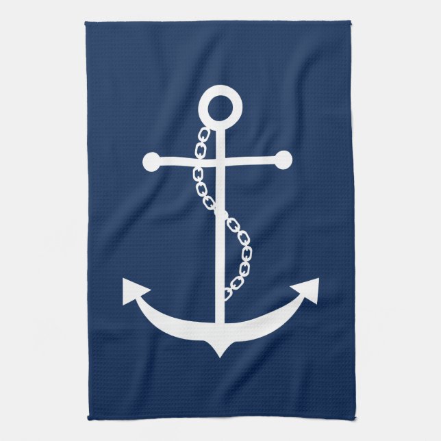 Linge De Cuisine Ancre bleu marine (Vertical)