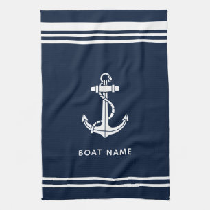 Linge De Cuisine Ancre de bateau et nom personnalisé moderne
