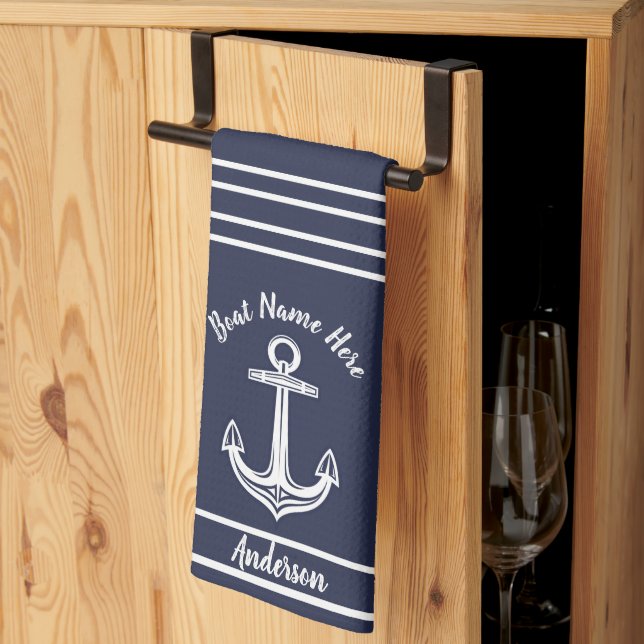 Linge De Cuisine Ancre nautique personnalisée Salle de bain Ocean N (Pliage en tiers)