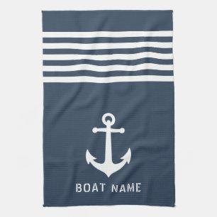 Linge De Cuisine Ancre Vintage marine Nom du bateau Marine Blue Gre