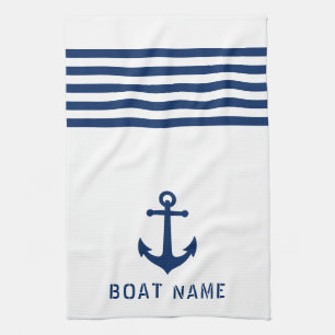 Linge De Cuisine Ancre Vintage nautique Nom du bateau Marine Bleu B