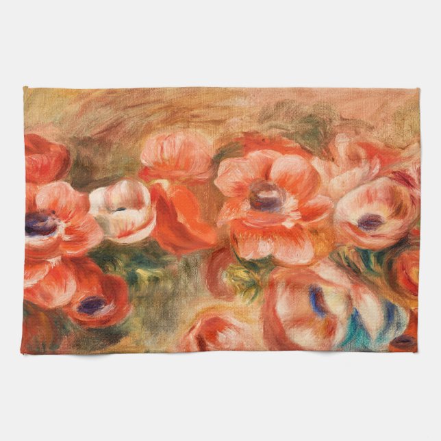Linge De Cuisine Anémones de Renoir Impressionniste Peinture (Horizontal)