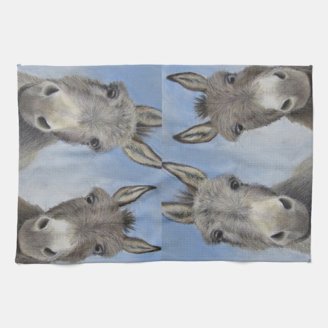 Linge De Cuisine Ânes curieux (Horizontal)