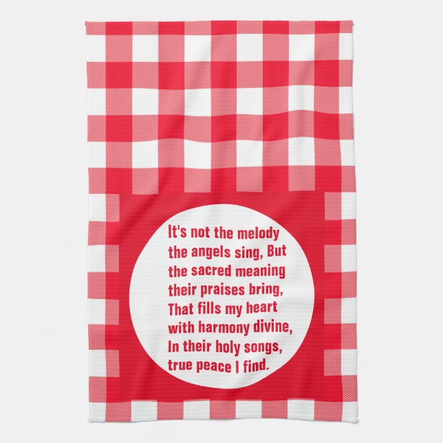 Linge De Cuisine Angel Melody Poème Sur Red & White Plaid (Vertical)