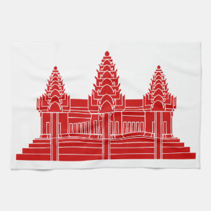 Linge De Cuisine Angkor Vat Cambodgien / Drapeau Khmer