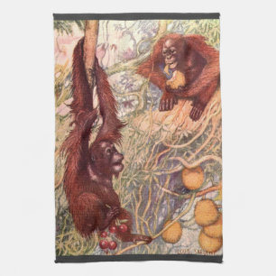 Linge De Cuisine Animal Sauvage Vintage, Orang-outans par Louis Sar
