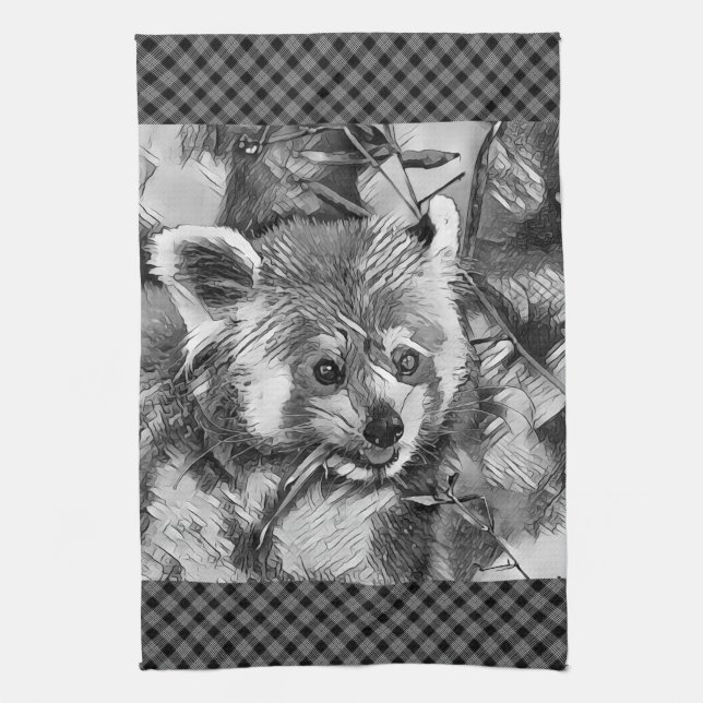 Linge De Cuisine AnimalArtBW_RedPanda_003 (Vertical)