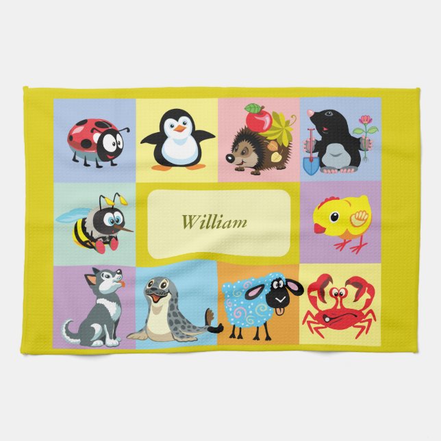 Linge De Cuisine animaux de bande dessinée pour des enfants (Horizontal)