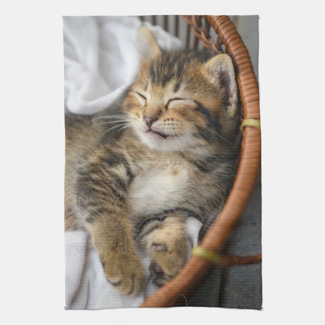 Linge De Cuisine Animaux de bébés cutest | Cute Tabby Chat Dormir (Vertical)