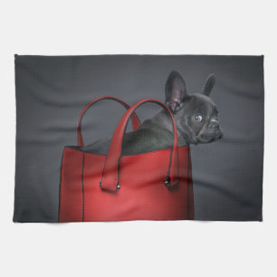 Linge De Cuisine Animaux de bébés cutest French Bulldog Red Hand