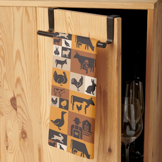 Linge De Cuisine Animaux de ferme (Pliage en tiers)