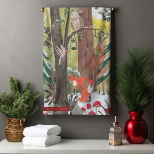 Linge De Cuisine Animaux mignons de la forêt verte de Noël