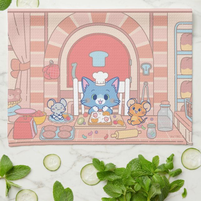 Linge De Cuisine Anime Tom, Jerry et boulangerie Tuffy (Plié)