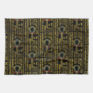 Linge De Cuisine Ankh et motif égyptien d'hiéroglyphes
