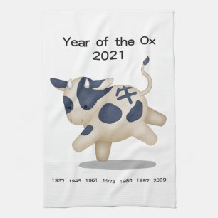 Linge De Cuisine Année du Bœuf Mignon Animal du Zodiaque 2021