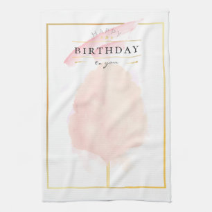 Linge De Cuisine Anniversaire Barbe à Papa Aquarelle Chic