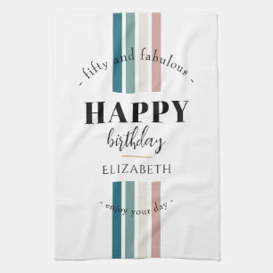 Linge De Cuisine Anniversaire Design minimaliste aux couleurs paste