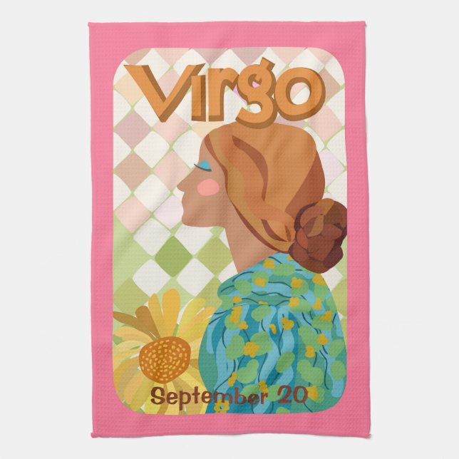 Linge De Cuisine Anniversaire Personnalisable Virgo Zodiac Tea Towe (Vertical)